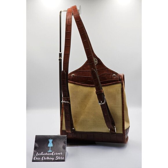 Vintage Dooney & Bourke Women's Brown Croc Embossed Leather Backpack Sz M 2560 - Picture 9 of 16